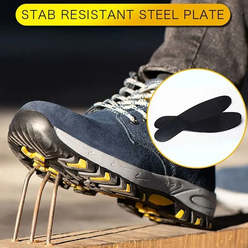 Men Indestructible Shoes Cow Leather Ankle Boots High Top Steel Toe Cap Lightweight Walking Hike Work Safety Shoes For Winter
