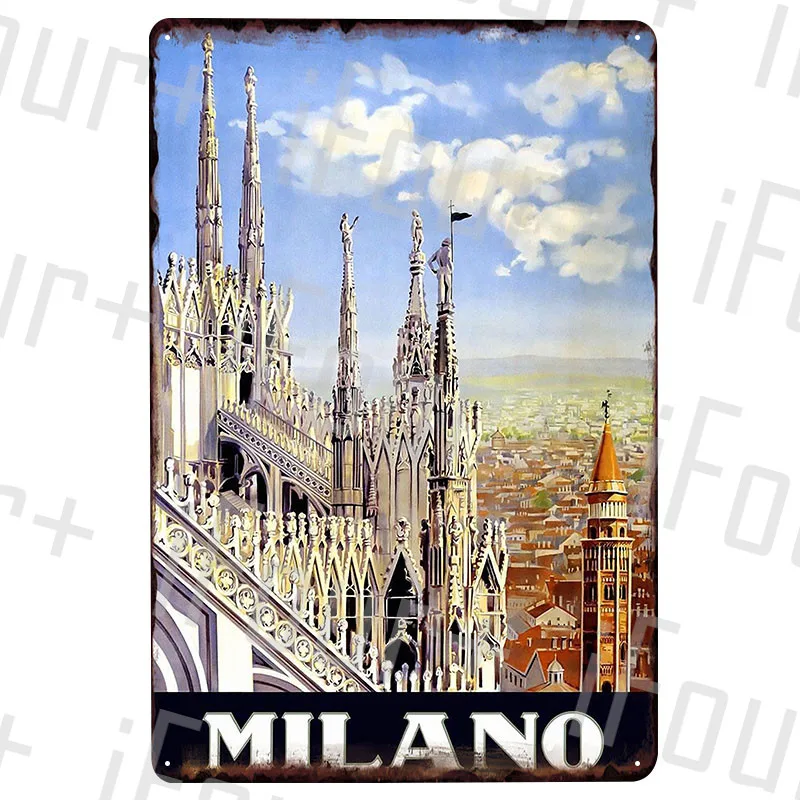 

Milan Metal Plate Tin Sign Plaque Metal Vintage Decor Metal Sign Metal Poster Home Bar Pub Cafe Decoration Vintage Posters