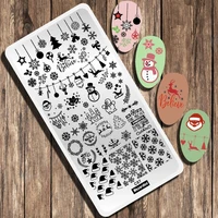 Merry Christmas Nail Stamping Plate Snowflake Snowman Bear Stamp Template Deer Design Nail Art Image Plate Printing Stencil Tool 1