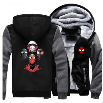 

Spider Man Jackets Men The Spider Verse Peter Parker Sweatshirts Hoodies Winter Thick Zipper Fleece Coats Sportswear Plus Size