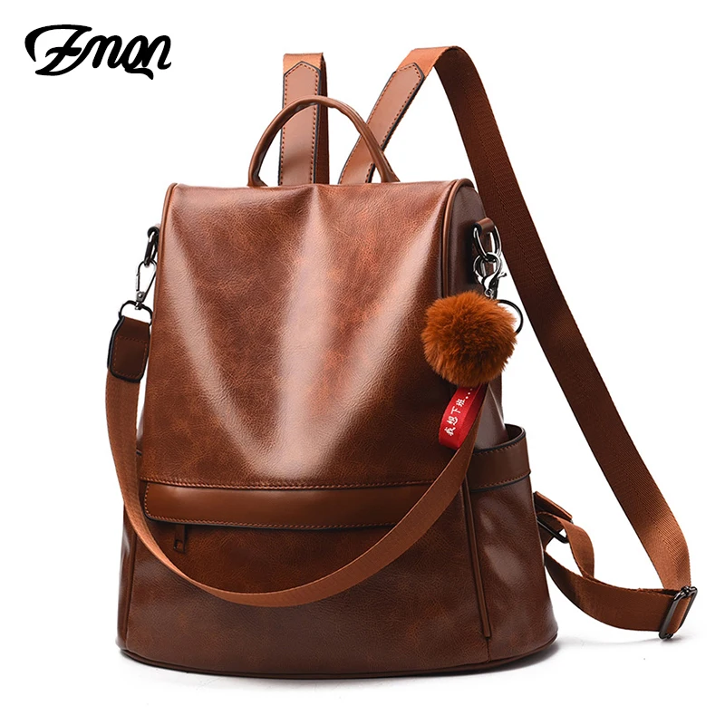 ZMQN женский рюкзак, рюкзак с защитой от кражи, школьные сумки для девочек-подростков, винтажный кожаный рюкзак Mochila Antirrobo Mujer C137