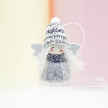 

2019 Cute White-haired Angel Plush Angel With Glittered Wing Christmas Pendant Decorative Hanging Figurine Ornaments