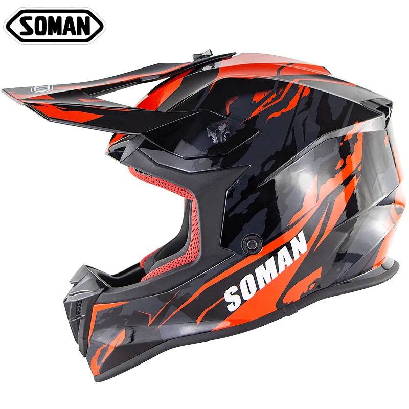 Capacete мотокросса дышащий Kask спуск на мотоцикле шлем профессиональный гоночный шлем козырек Visiera Casco Kask Motocyklowy Atv - Цвет: Shiny Black