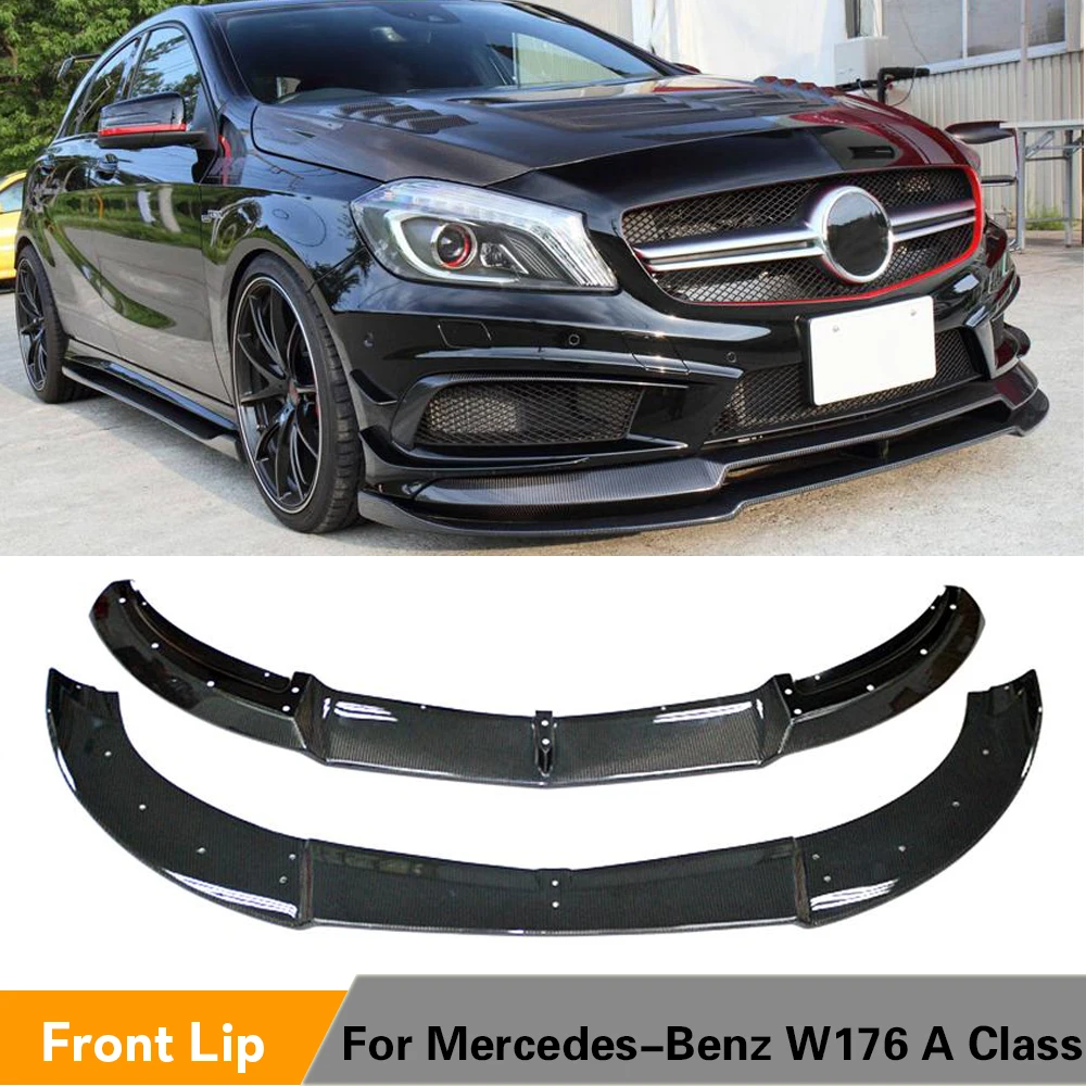 Двухуровневый передний бампер из углеродного волокна для Mercedes-Benz W176 A Class Sport A45 AMG