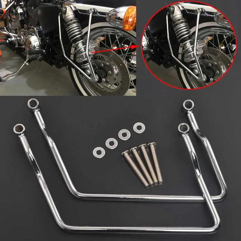 Motorcycle Steel Saddlebag Support Bracket Side Mount Trunk Bag Holder For Honda Kawasaki Suzuki Yamaha custom New Chrome | Автомобили и