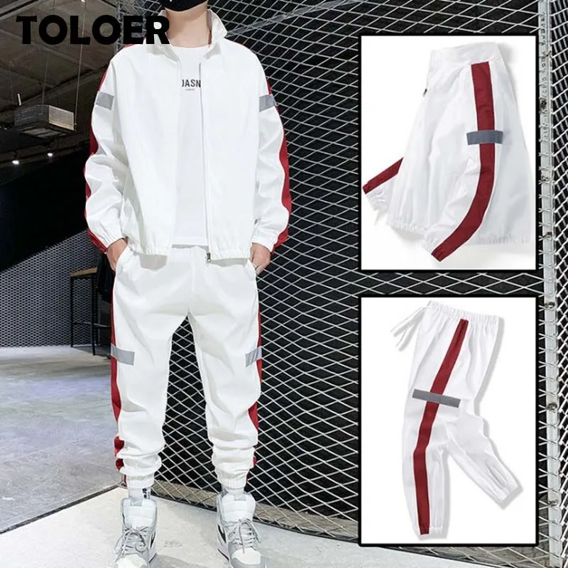 Sportswear-Set Pants Sweatshirt Jacket Tracksuit-Patchwork Streetwear-Track-Suits Hip-Hop