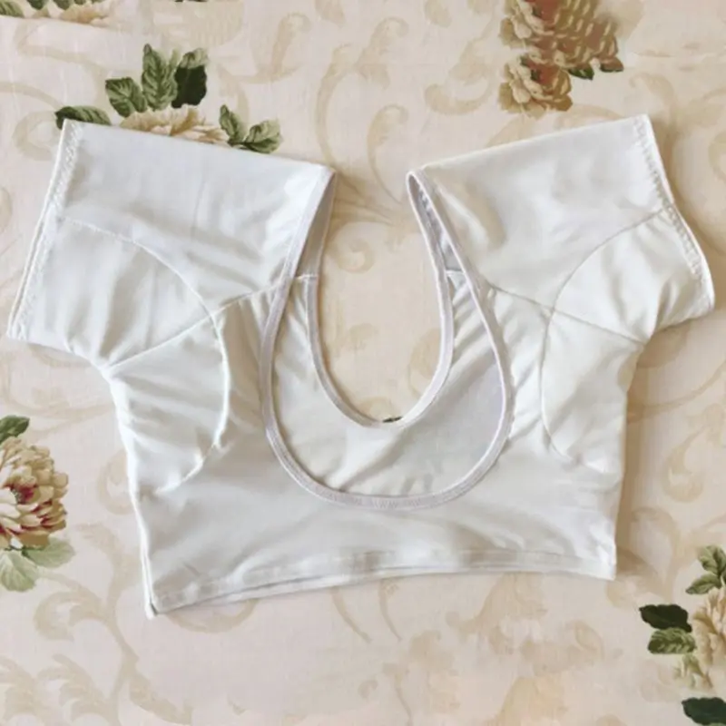 Women Girl Short Sleeve Underwear Vest with Underarm Armpit Sweat Absorbing Pads Sports Running Washable Shields Guards Crop Top women tank tops