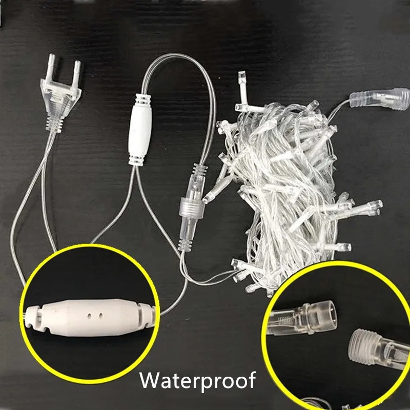 EU Plug --220V 20 Вт, 30 Вт, 50/100 м безопасности светодиодный уличный гирлянда низкая Напряжение строка светильник на открытом воздухе декор для садового домика квадратный Рождество 24V разъема стандарта ЕС и США - Цвет: EU Plug --220V