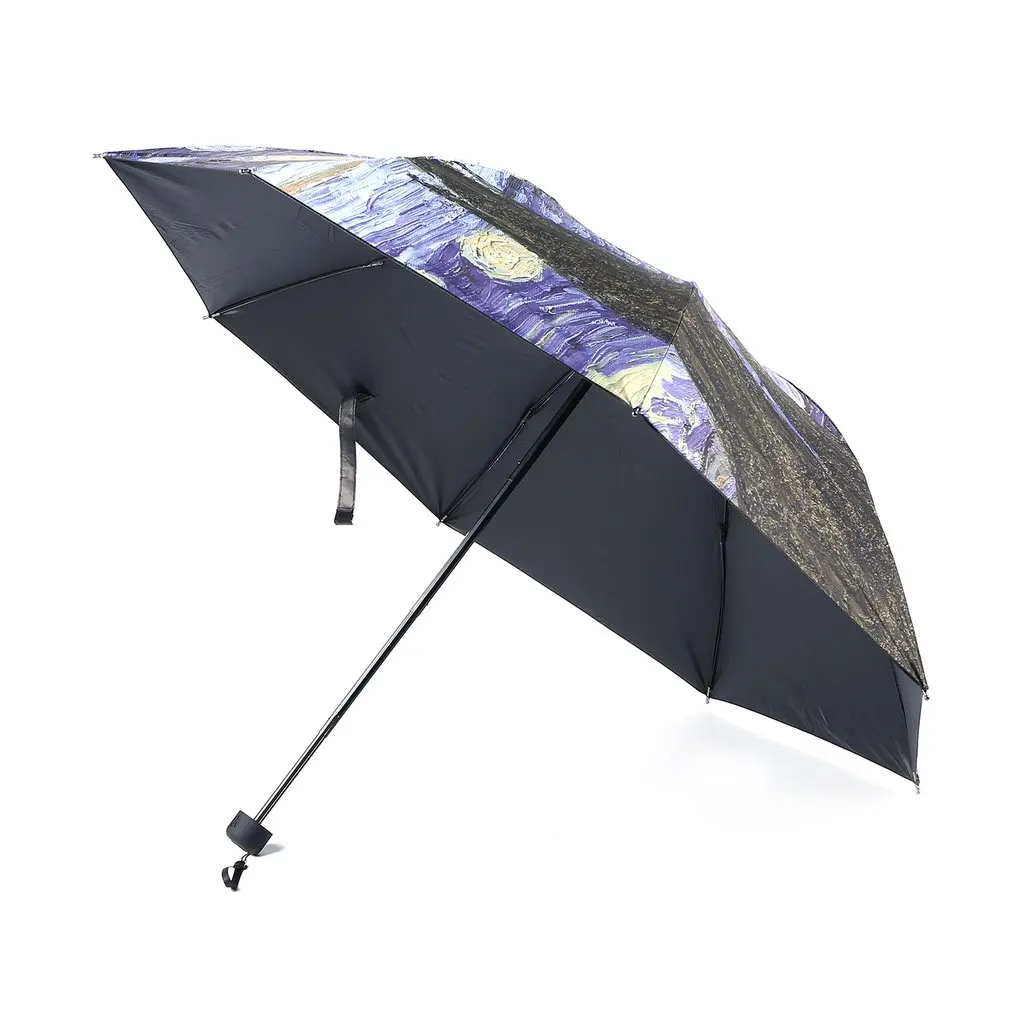 Мода Ван Гог Картина маслом Искусство инновационный всепогодный зонтик водонепроницаемый складной покрытие внутри солнцезащитный козырек анти-УФ дождевик