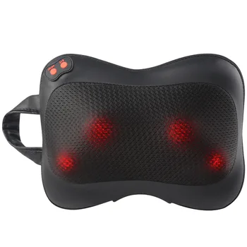 

Shiatsu Back and Neck Massager - Kneading Massage Pillow with Heat for Shoulders, Lower Back, Calf - Use at Home and Car, Black