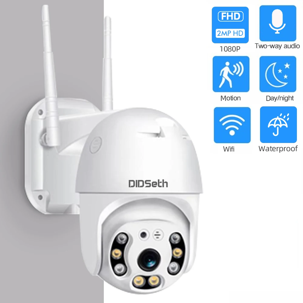 Купольная камера DIDseth 1080P Wi Fi 2 Мп H.265 аудио PTZ беспроводная слот для SD ONVIF IP домашняя