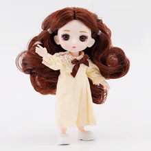 

1/12 BJD Mini Fashion 16 cm Doll with 13 Movable Joints 3D Big Eyes Princess Doll Set Girl DIY Dress Up Toy 27 Birthday Gifts