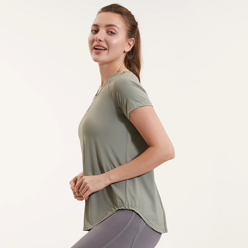 Breathable Yoga Shirts Quick Dry Short Sleeved Mesh Running T-shirt Exercise Sportswear Loose Fitness Sport Tee Thin Section Top