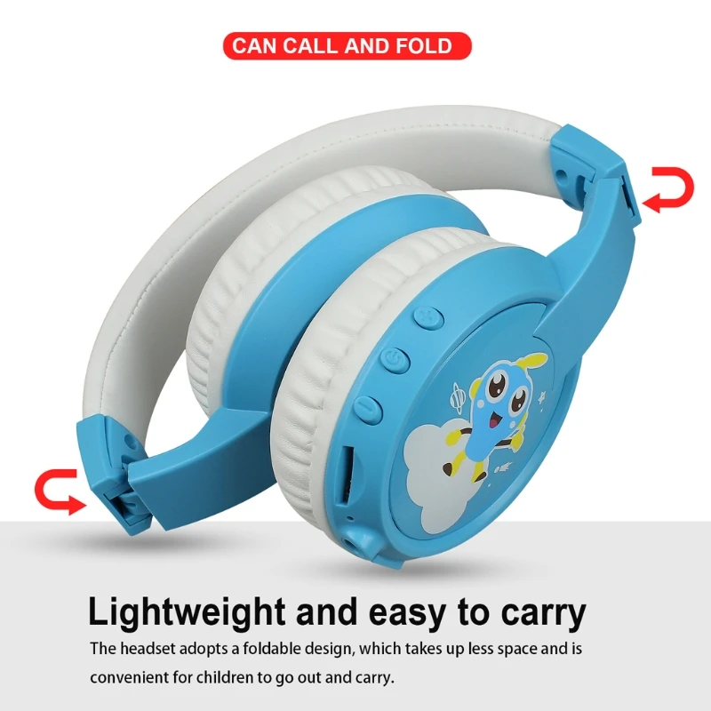 Stereo Wired and Bluetooth Music Headphone Built in Aux Microphone Kids Foldable TF Card Online Class