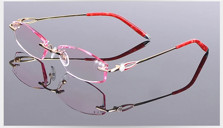 blue light reading glasses Elegant Style Blue Light Filter Glasses Myopia Women Computer Eyeglasses Gradient Red with Rhinestone Frameless Eye Eyewear blue light blockers Blue Light Blocking Glasses