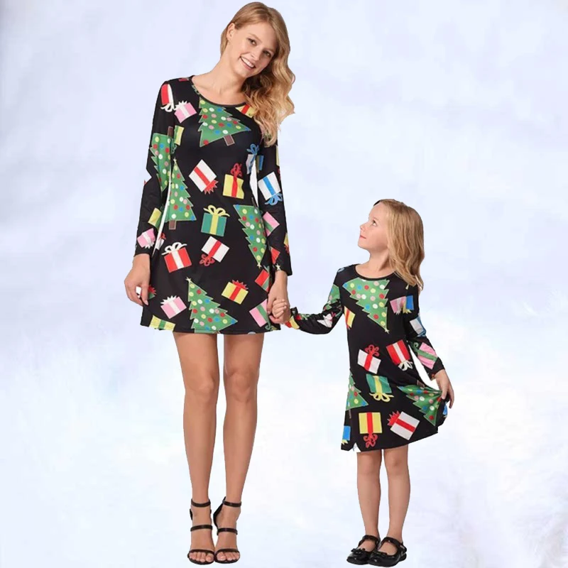 Семейные одинаковые платья для мамы и дочки, рождественское платье для мамы и дочки, одежда с принтом, купальники для мамы и дочки