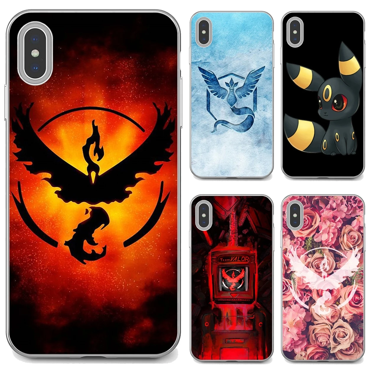 Мягкий чехол для Apple iPhone 10 11 12 Pro Mini 4S SE 5C 6 6S 7 8 X XR XS Plus Max 2020 с карманом Pokemon-GO-Team-Mystic |