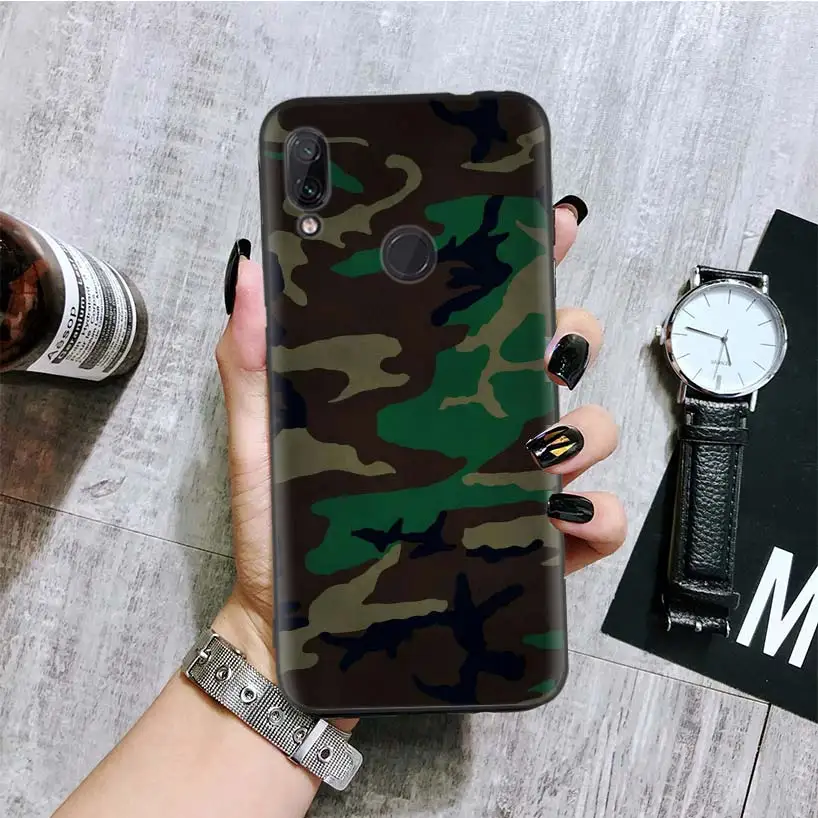 Камуфляж mi litary черная крышка чехол для телефона для Xiaomi Redmi Note фотоаппаратов моментальной печати 8 7 7S 7A 6 S2 GO K20 Pro 6A mi 6X 5X A1 CC 9 8 Coque