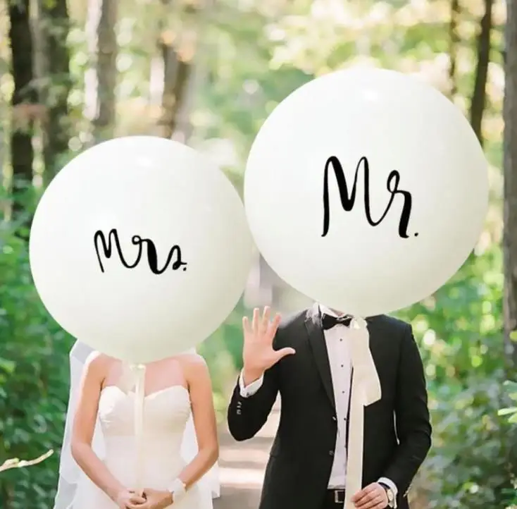 

Mr Mrs Balloon Large 36inch Round Latex Balloon Valentine Day Wedding Bachelorette Party Decor Supplies SN3862