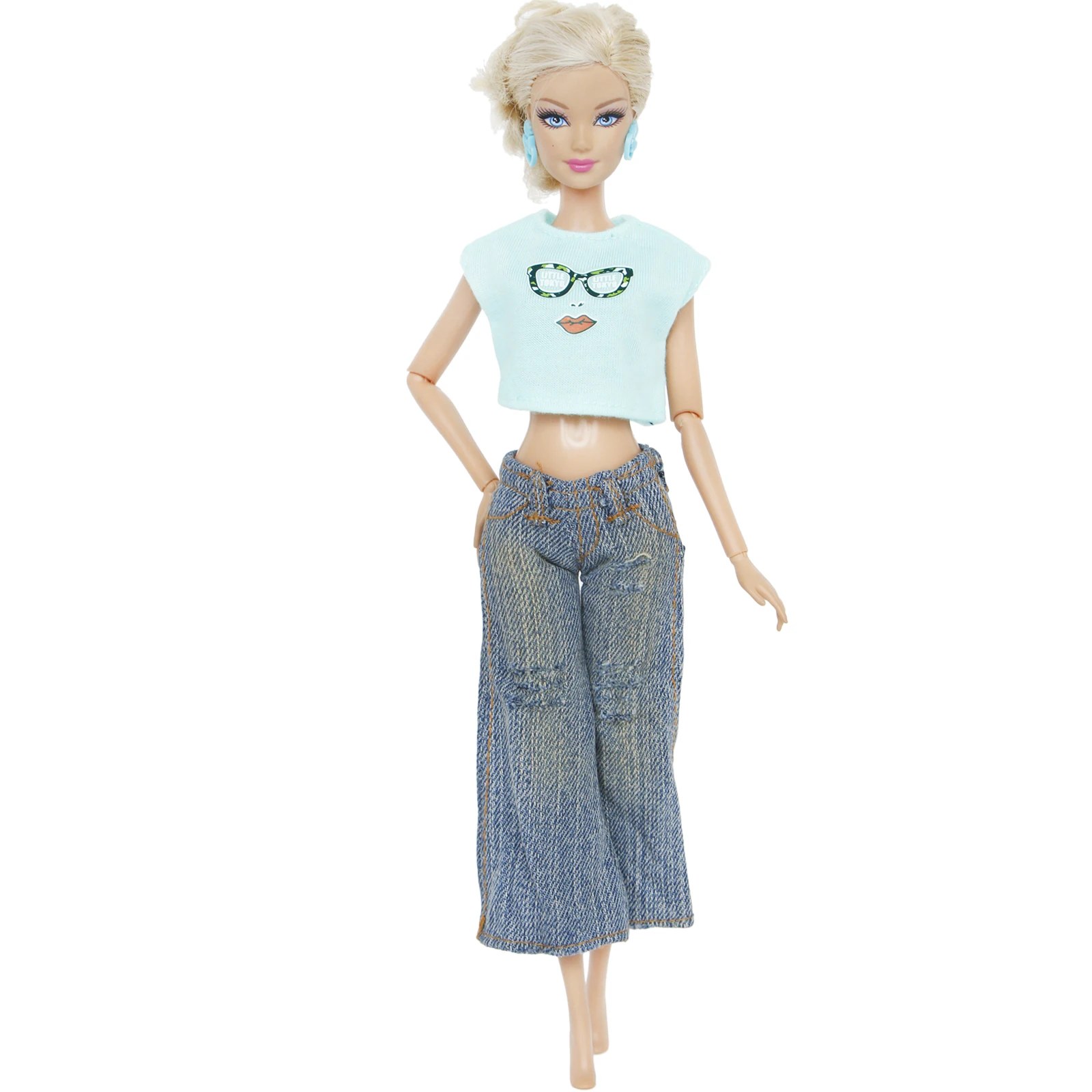 Best  5 Pcs/Lot Lady Daily Sports Outfits Blouse Pants Trousers Dress Clothes for Barbie Doll House Acces