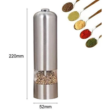 

Hot 2 Pcs Set Electric Pepper Grinder or Salt Grinder Automatic Battery Operated Stainless Steel Salt Mills or Pepper Mills