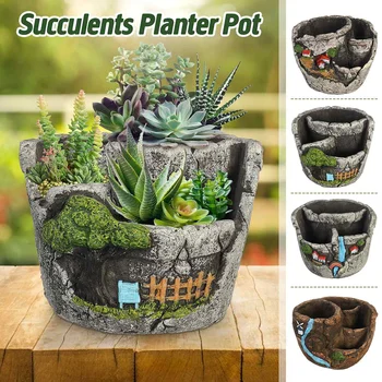 

1Pcs Succulent Plants Planter Flowerpot Resin Flower Pot Desktop Potted Holder Home Garden Decoration Plants Holder Flower Pots