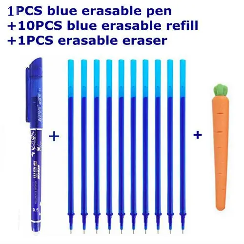 B style blue ink 12 шт./компл. стираемая ручка с заправляемым стержнем стержень гелевая ручка 0,5 мм синий/черные чернила для заправки зажигалок для школы и офиса письменные канцелярские инструменты принадлежности Ручки - Цвет: B style blue ink