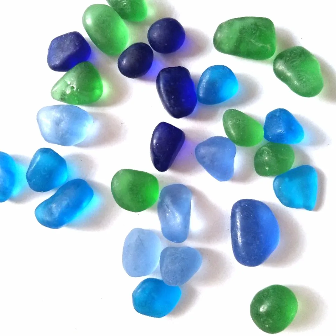 Sea Beach Glass Beads 20pcs Bulk Blue Green Jewelry Pendant Decoration 12-18mm gemstone beads