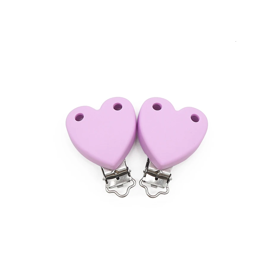 SHC-13 purple 10 шт Heart Форма силиконовая детская пустышка на цепочке с прищепкой Клип держатель "сделай сам", соски с цепочкой для младенцев, игрушки-прорезыватели пустышки для младенцев Держатель Зажимы для Пустышки Детские Прорезыватель для зубов без добавления бисфенола А - Цвет: SHC-13 purple