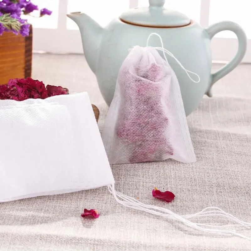 100pcs/lot Disposable Tea bags Non-woven Fabrics Tea Infuser With String Heal Seal Filter Paper for Herb Loose Strainer 7*9cm
