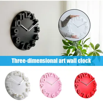 

3D Plastic Digital Art Silent Wall Clock Modern Design Home Decoration Pure Color Hogard