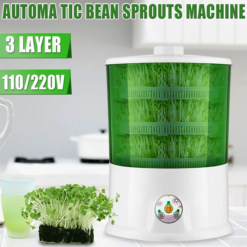 2-Layer 110V/220V 20W Automatic Multifunctional Bean Seed Sprouts Machine 