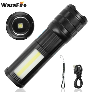 

2pcs/lot Mutilfunction Zoom Torch L2+2*COB Work Flashlight White/Red/Blue Light Rechargeable 3-mode Lantern for Camping Working