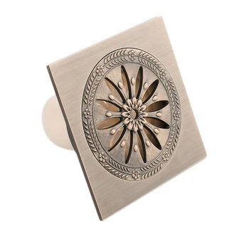 

HTHL-Bathroom Floor Drain Square Shower Sink Drain Strainer with Removable Cover Carved Antique