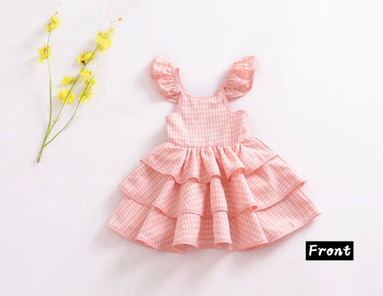 EACHIN Girls Dresses Baby Kids Girl Fashion Pink Plain Print Short Sleeve Off Shoulder Ball Gown Dress Cake Dress Party Dress
