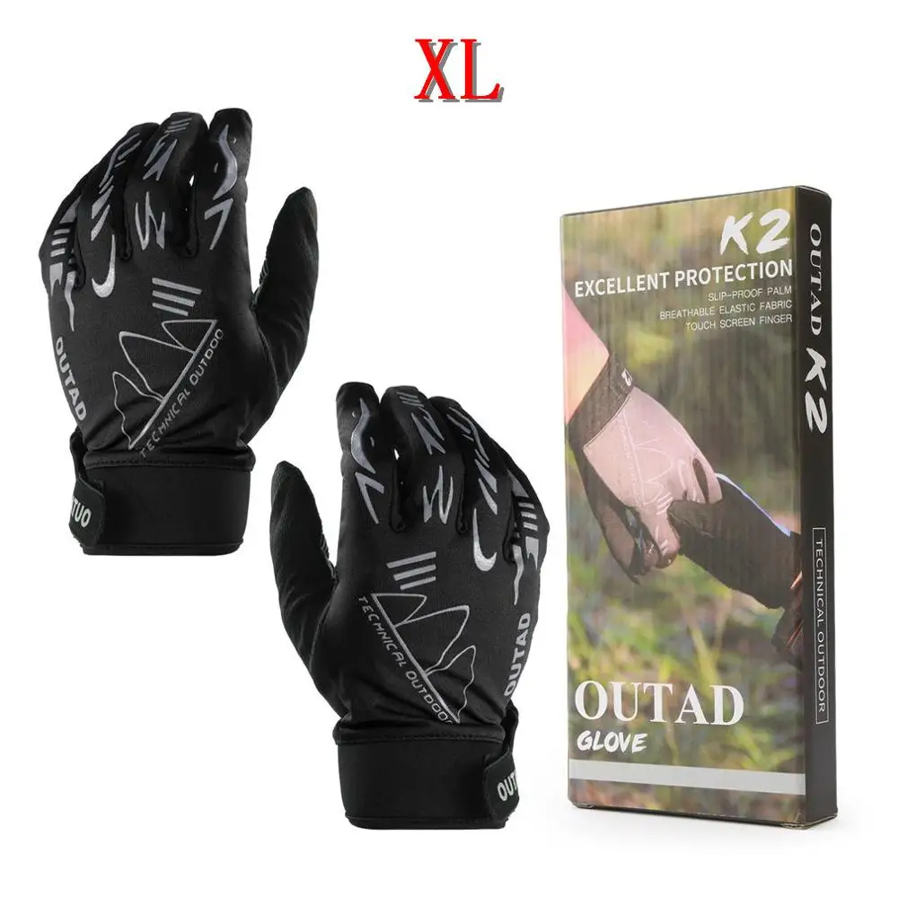 Black XL OUTAD для мужчин/женщин Открытый полный палец перчатки для вождения горный велосипед перчатки дорожный гоночный велосипед перчатки Новые - Цвет: Black XL
