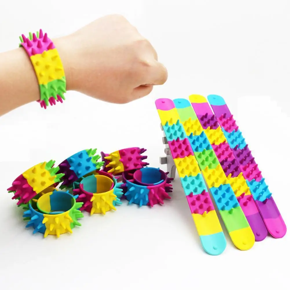 Spiky Slap Bracelet Classic Toy Antistress For Children Autism Silicone Spike Fidget Bracelets Office School Classroom Sensory | Игрушки и