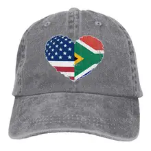 Мужская и женская Регулируемая ВИНТАЖНАЯ ДЖИНСОВАЯ бейсболка с флагом Южной Африки и США, бейсболка с сердцем