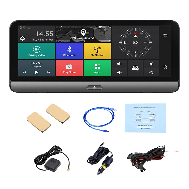  8 Inch Android Auto Dash Cam 4G WiFi ADAS GPS Navig Dual Objektiv 1080P DVR Kamera Recorder