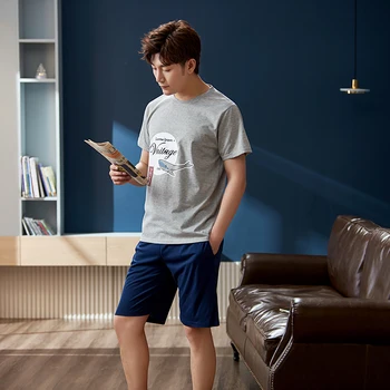 

Men's Pajamas Boy's Short Sleeves Nightwear Sleep Wear Suits Sleepwear Cotton Homewear for Men Shorts