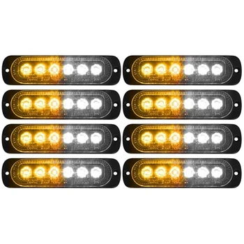 

8Pcs 6LED Side Strobe Warning Emergency Warning Construction Car Truck Truck Light Bar Warning Strobe Light