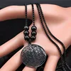 2022 Flower of Life Stainless Steel Necklaces for Women Long Black Color Bead Statement Necklace Jewerly cadena hombre N429S03 ► Photo 3/6