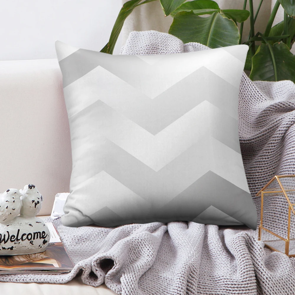 Серый полосатый геометрический чехол для подушек из кожи персика наволочка Cojines
