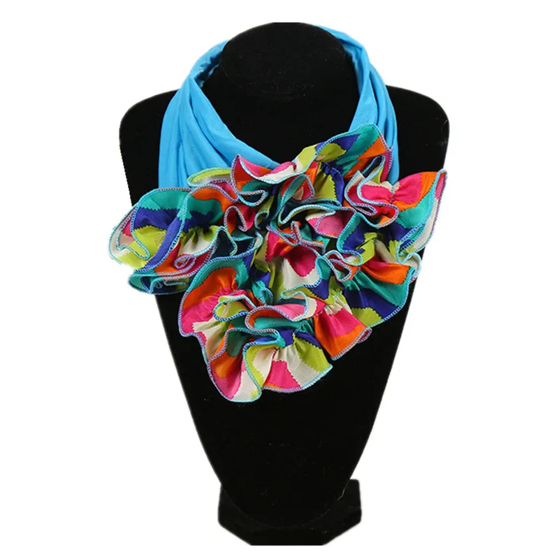 New Trend Women Scarf Floral Collar Scarf Luxury Big Flower Neckerchief Ring Neck Scarves Fashion Bandana Head Hijab For Ladies - Цвет: AY18