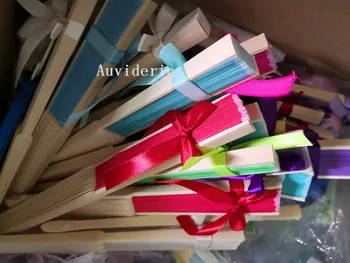 

[Auviderin] 70pcs Personalized Handheld Fan with Bow for Wedding Gift Hand Fan with Ribbon Bow Bbay Shower Gift