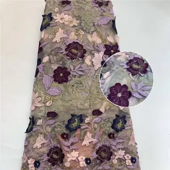 

The latest African tulle lace fabric 2020 high-quality lace embroidery French mesh and beads Nigeria lace fabric material 1399