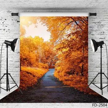 

Autumn Maple Trees Forest Path Park Scenery Backdrop 3D Vinyl Cloth Computer Printed Photography Background Photo Studio Props
