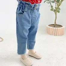 Детская одежда; коллекция года; сезон осень; джинсы с высокой талией для девочек; универсальная модная одежда для детей 2-7 лет