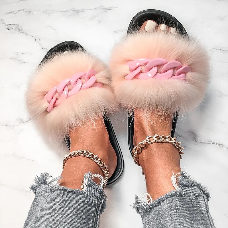 

Faux Fur Slides Flat Sandals Dragonfly Decor Fluffy Fashion Platform Shoes For Women Luxury High Quality Slippers 2022