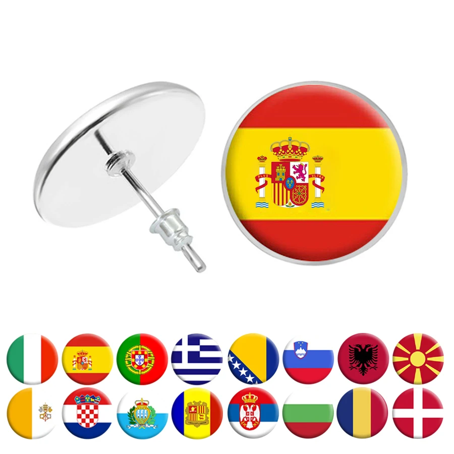国旗イヤリングイタリアスペインポルトガルギリシャバチカンクロアチアアンドラスロベニアルーマニアマルタセルビアスタッドピアスジュエリー スタッド イヤリング Aliexpress